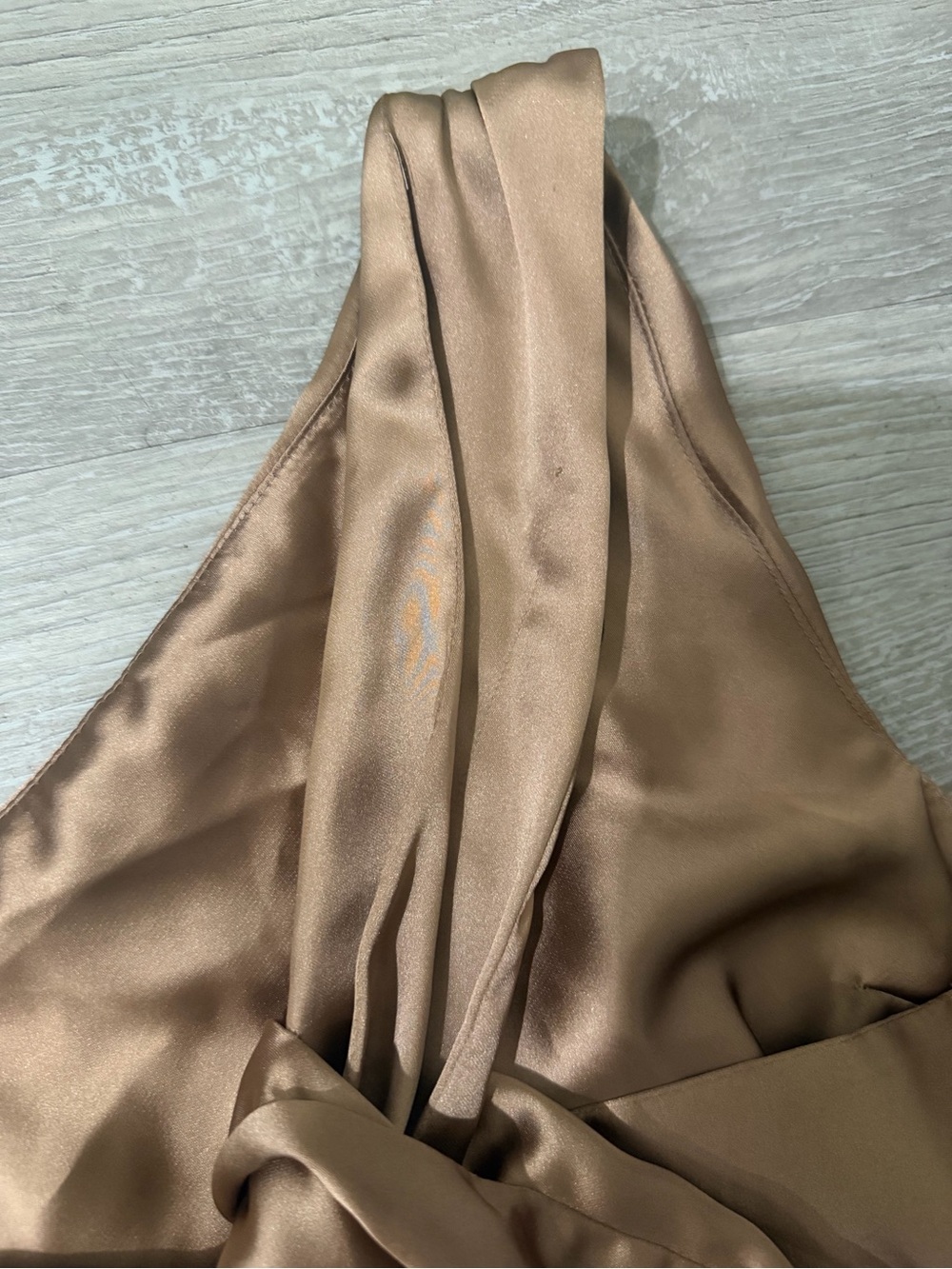 Zara One-Shoulder Satin Dress in Champagne Gold - Picture 12 of 13